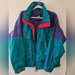 Vintage COLUMBIA ski jacket late 80s men's large turquoise purple red